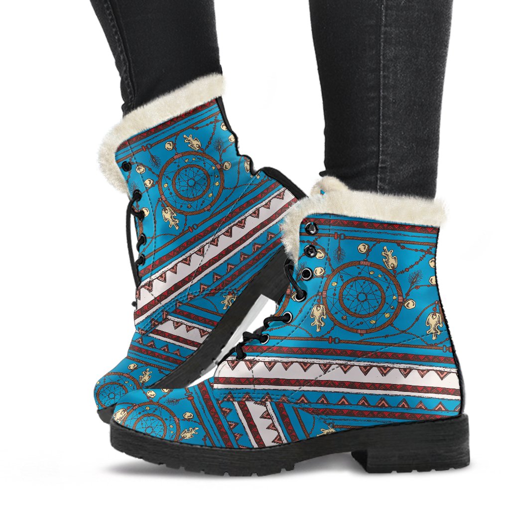 Dream Catcher Aztec Faux Fur Leather Boots