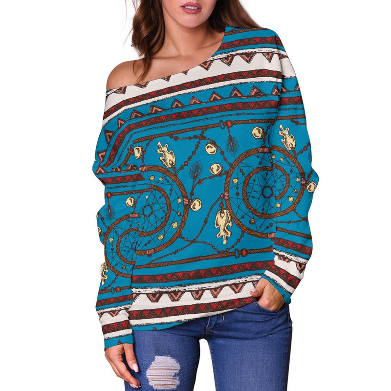 Dream Catcher Aztec Off Shoulder Sweatshirt