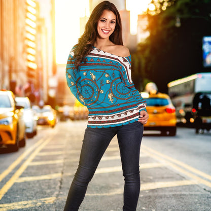 Dream Catcher Aztec Off Shoulder Sweatshirt