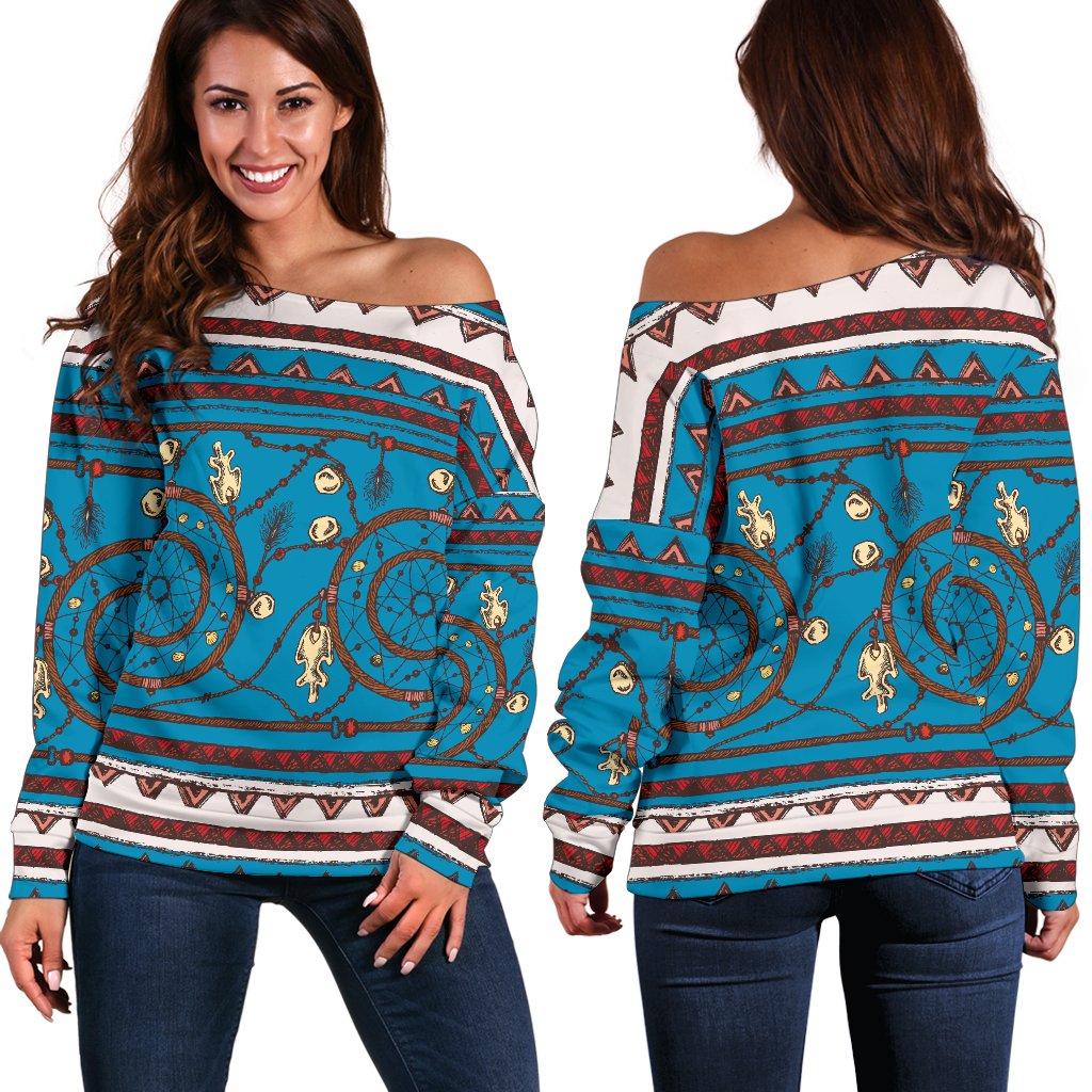 Dream Catcher Aztec Off Shoulder Sweatshirt