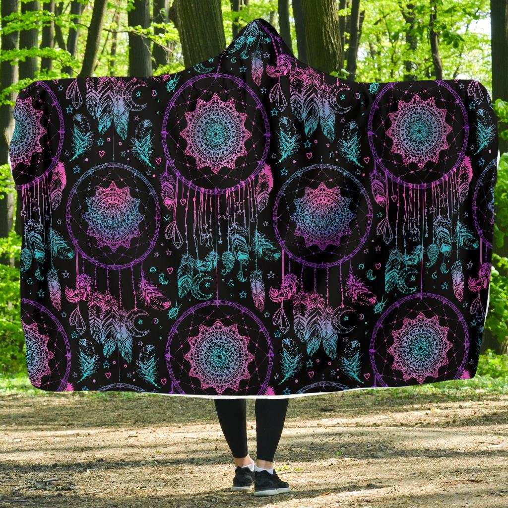 Dream catcher boho mandala Hooded Blanket-JORJUNE.COM