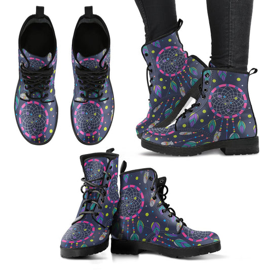 Dream catcher color dot Women & Men Leather Boots