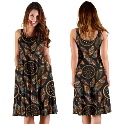 Dream Catcher Embroidered Style Sleeveless Mini Dress