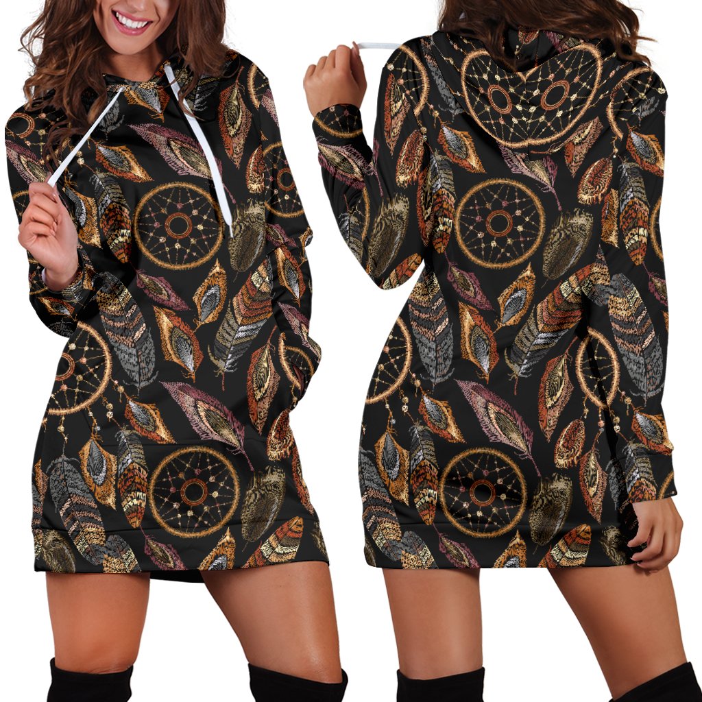 Dream Catcher Embroidered Style Women Hoodie Dress