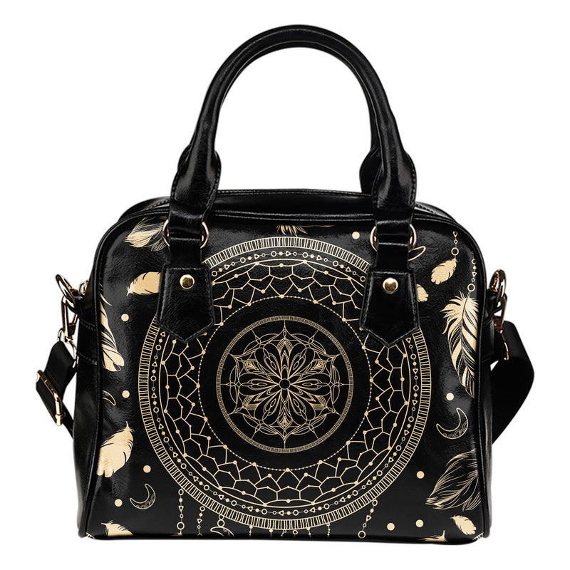 Dream Catcher Mandala Boho Moon Leather Shoulder Handbag