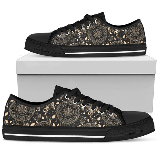 Dream Catcher Mandala Boho Moon Men Low Top Canvas Shoes