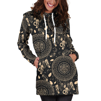 Dream Catcher Mandala Boho Moon Women Hoodie Dress