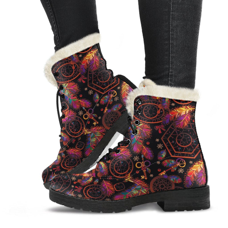 Dream Catcher Native American Faux Fur Leather Boots