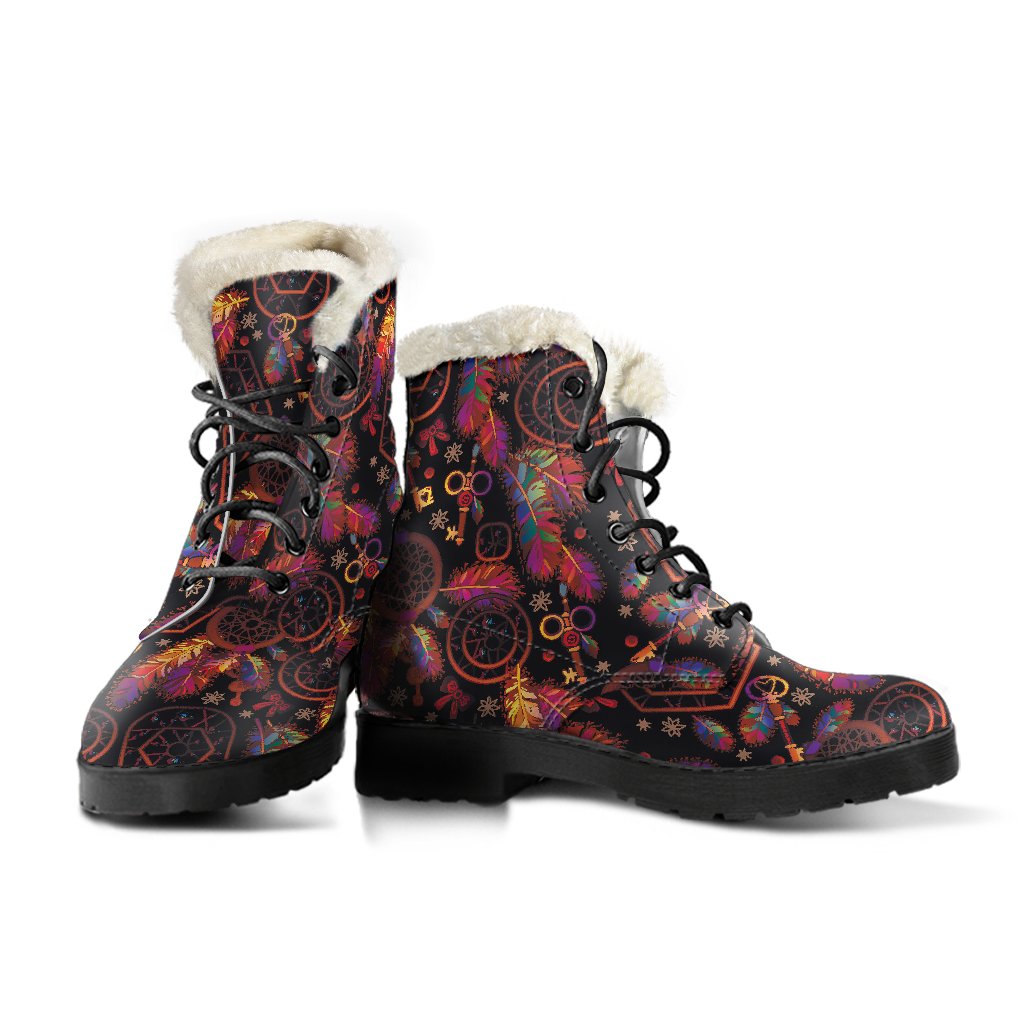 Dream Catcher Native American Faux Fur Leather Boots