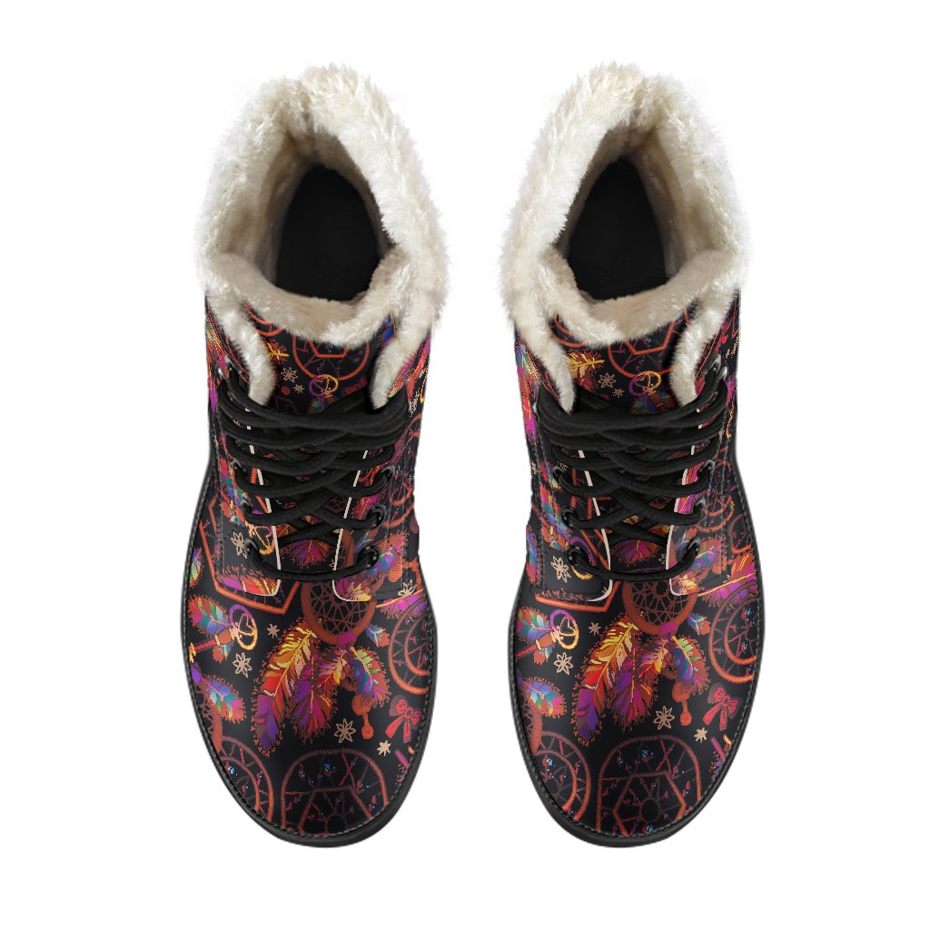Dream Catcher Native American Faux Fur Leather Boots