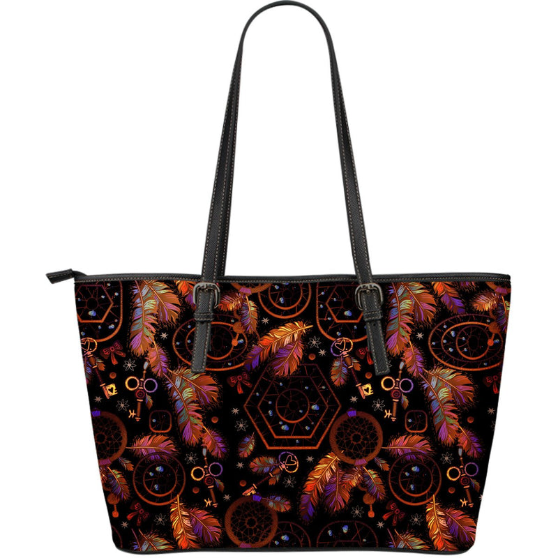 Dream catcher native american Large Leather Tote Bag