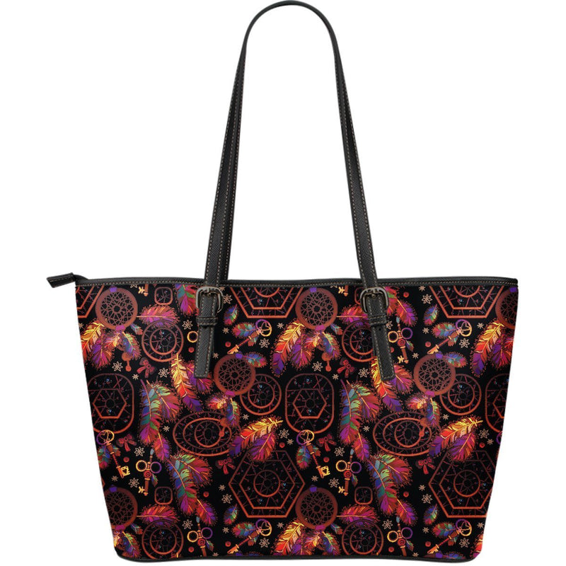 Dream catcher native american Large Leather Tote Bag