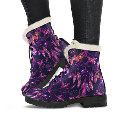 Dream Catcher Neon Faux Fur Leather Boots