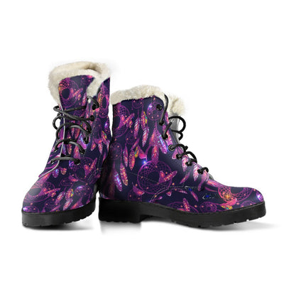 Dream Catcher Neon Faux Fur Leather Boots