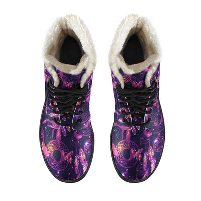 Dream Catcher Neon Faux Fur Leather Boots