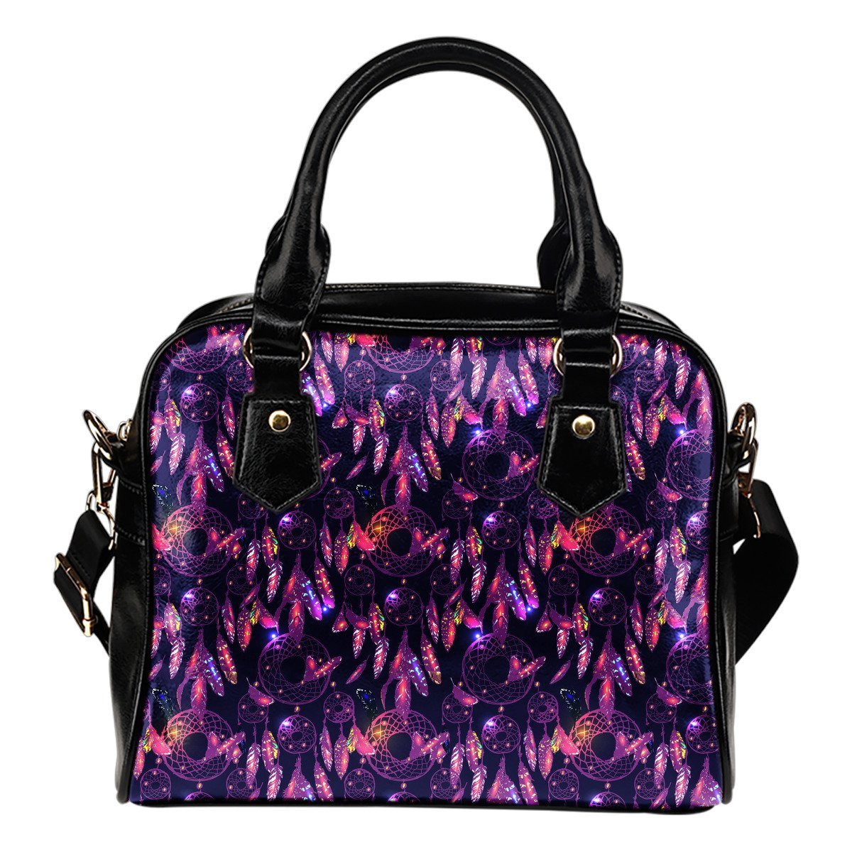 Dream catcher neon Leather Shoulder Handbag