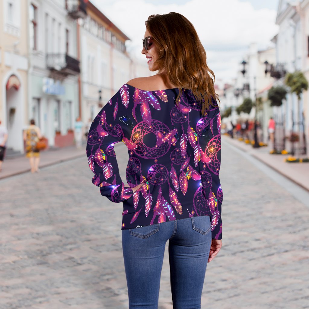 Dream Catcher Neon Off Shoulder Sweatshirt