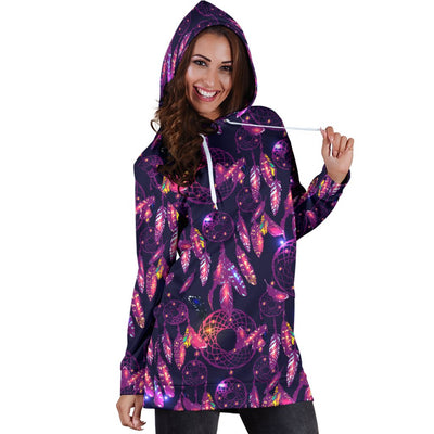 Dream Catcher Neon Women Hoodie Dress