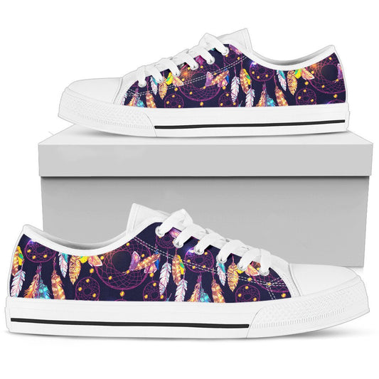 Dream catcher neon Women Low Top Canvas Shoes