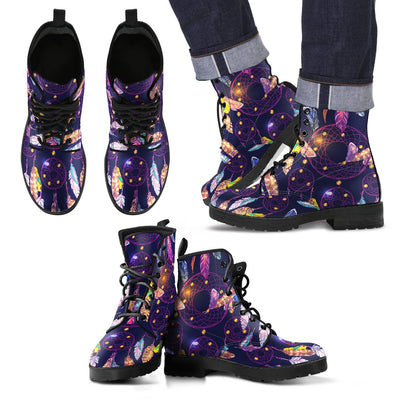 Dream catcher neon Women & Men Leather Boots