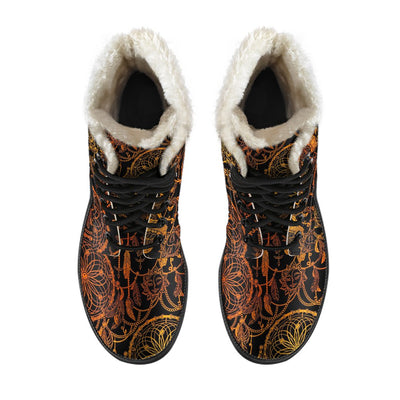 Dream Catcher Sun and Moon Faux Fur Leather Boots