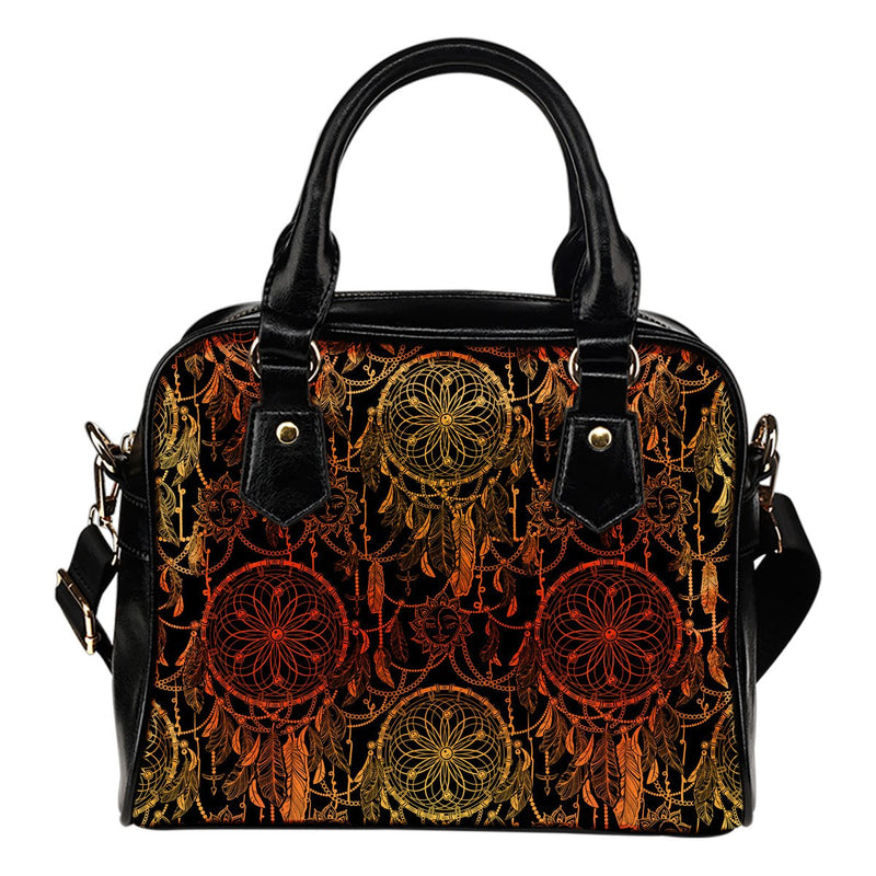 Dream catcher Sun and Moon Leather Shoulder Handbag