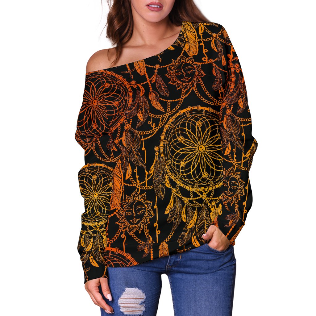 Dream Catcher Sun and Moon Off Shoulder Sweatshirt