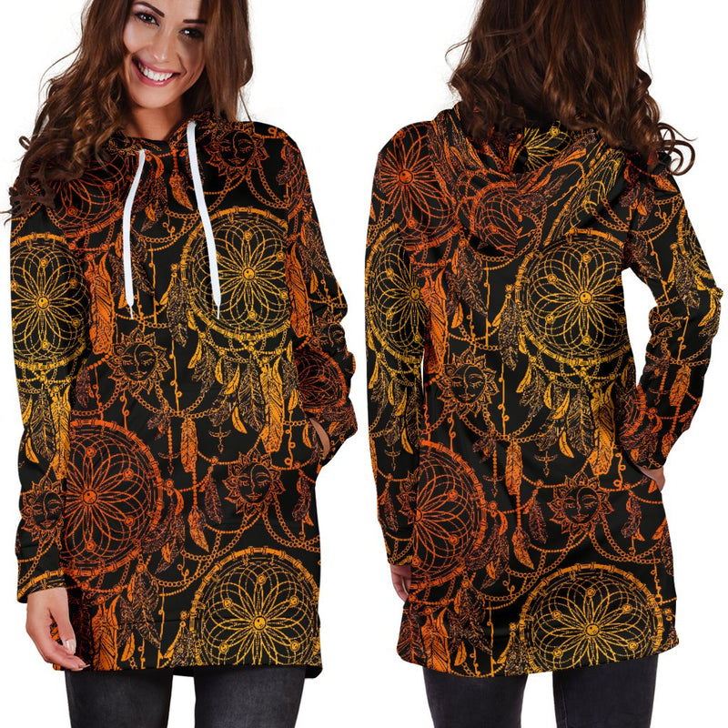 Dream Catcher Sun and Moon Women Hoodie Dress