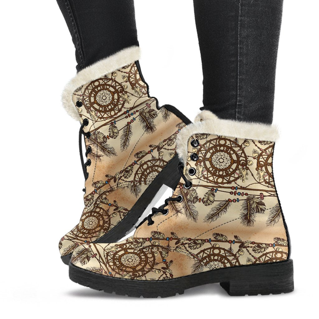 Dream Catcher Vintage Native Faux Fur Leather Boots