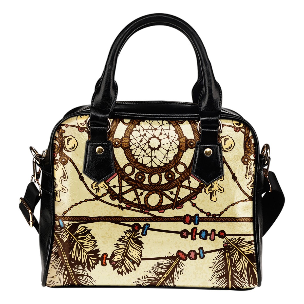 Dream catcher vintage native Leather Shoulder Handbag