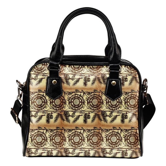 Dream catcher vintage native Leather Shoulder Handbag