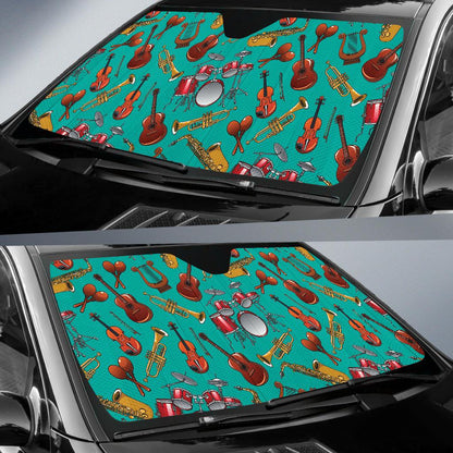 Drum Set Pattern Print Design 01 Car Sun Shade-JORJUNE.COM