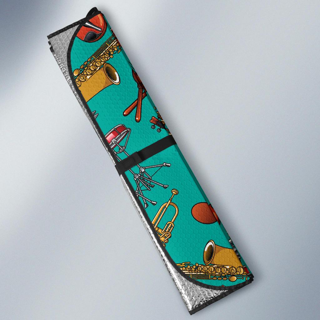 Drum Set Pattern Print Design 01 Car Sun Shade-JORJUNE.COM
