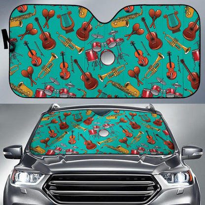 Drum Set Pattern Print Design 01 Car Sun Shade-JORJUNE.COM