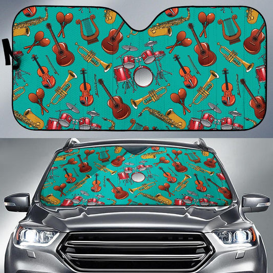 Drum Set Pattern Print Design 01 Car Sun Shade-JORJUNE.COM