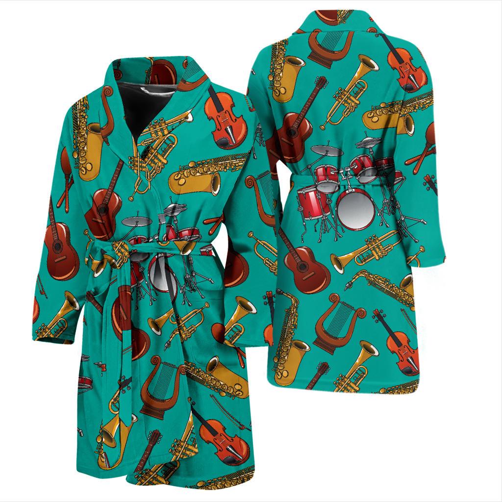 Drum Set Pattern Print Design 01 Men Bathrobe-JORJUNE.COM