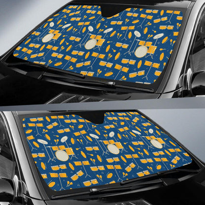 Drum Set Pattern Print Design 03 Car Sun Shade-JORJUNE.COM