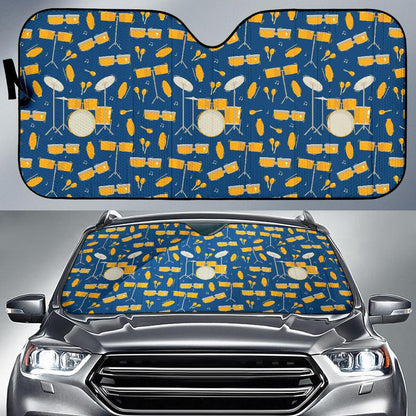 Drum Set Pattern Print Design 03 Car Sun Shade-JORJUNE.COM