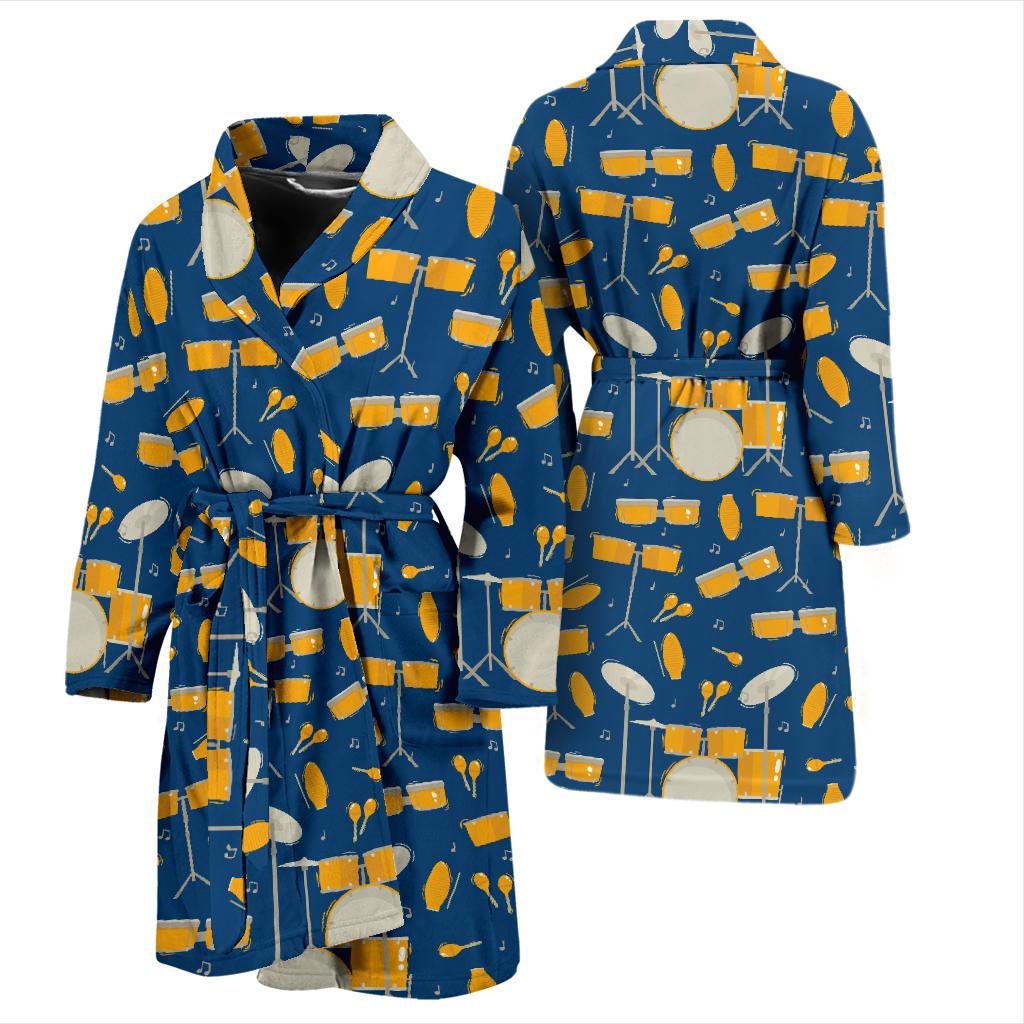 Drum Set Pattern Print Design 03 Men Bathrobe-JORJUNE.COM