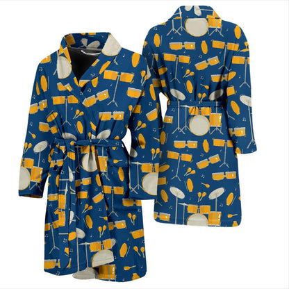 Drum Set Pattern Print Design 03 Men Bathrobe-JORJUNE.COM