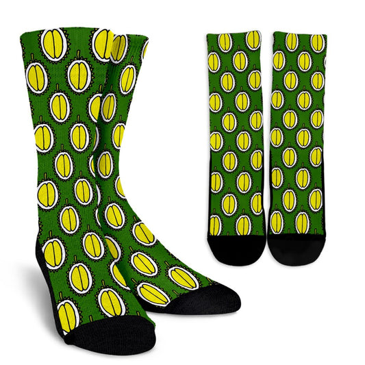 Durian Pattern Print Design DR01 Crew Socks-JORJUNE.COM