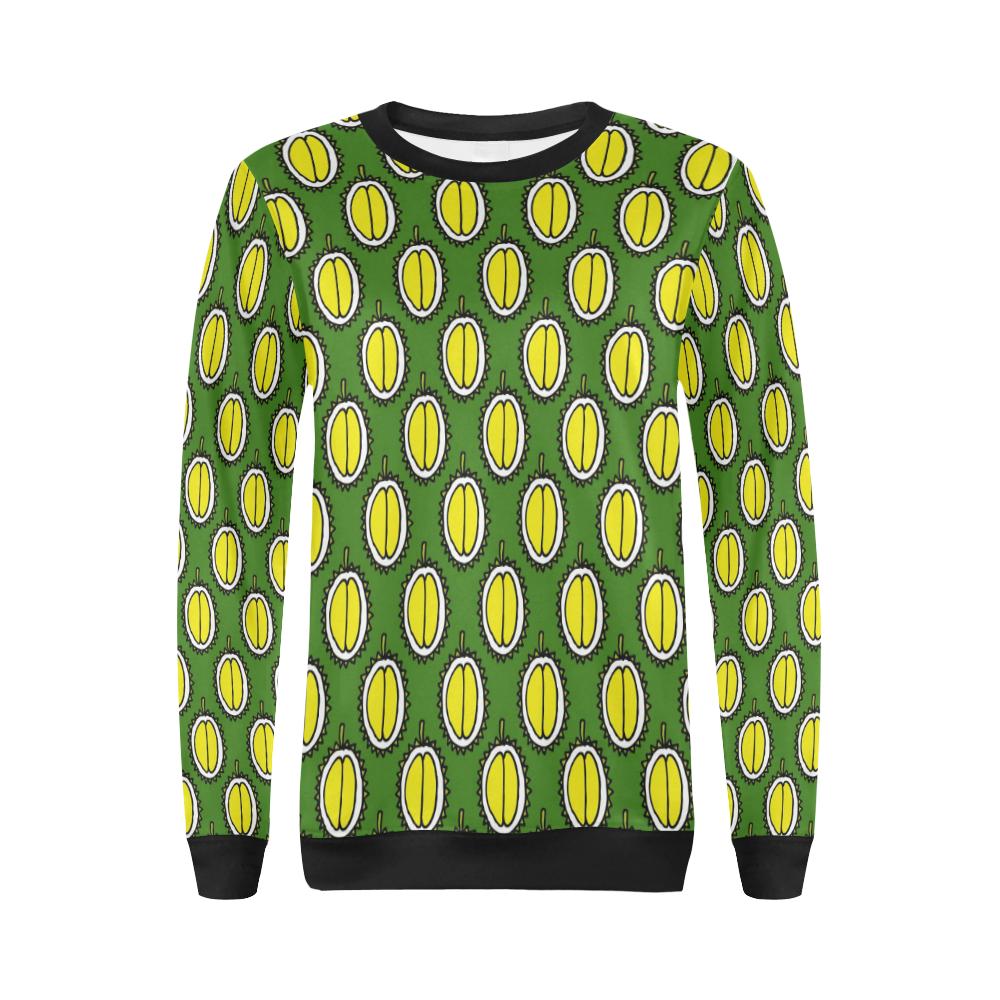 Durian Pattern Print Design DR01 Women Long Sleeve Sweatshirt-JorJune