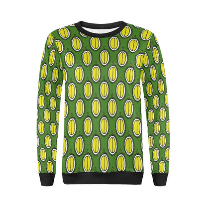 Durian Pattern Print Design DR01 Women Long Sleeve Sweatshirt-JorJune