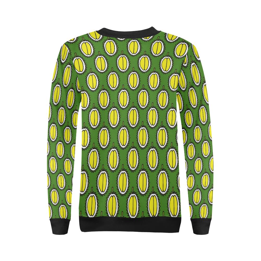 Durian Pattern Print Design DR01 Women Long Sleeve Sweatshirt-JorJune