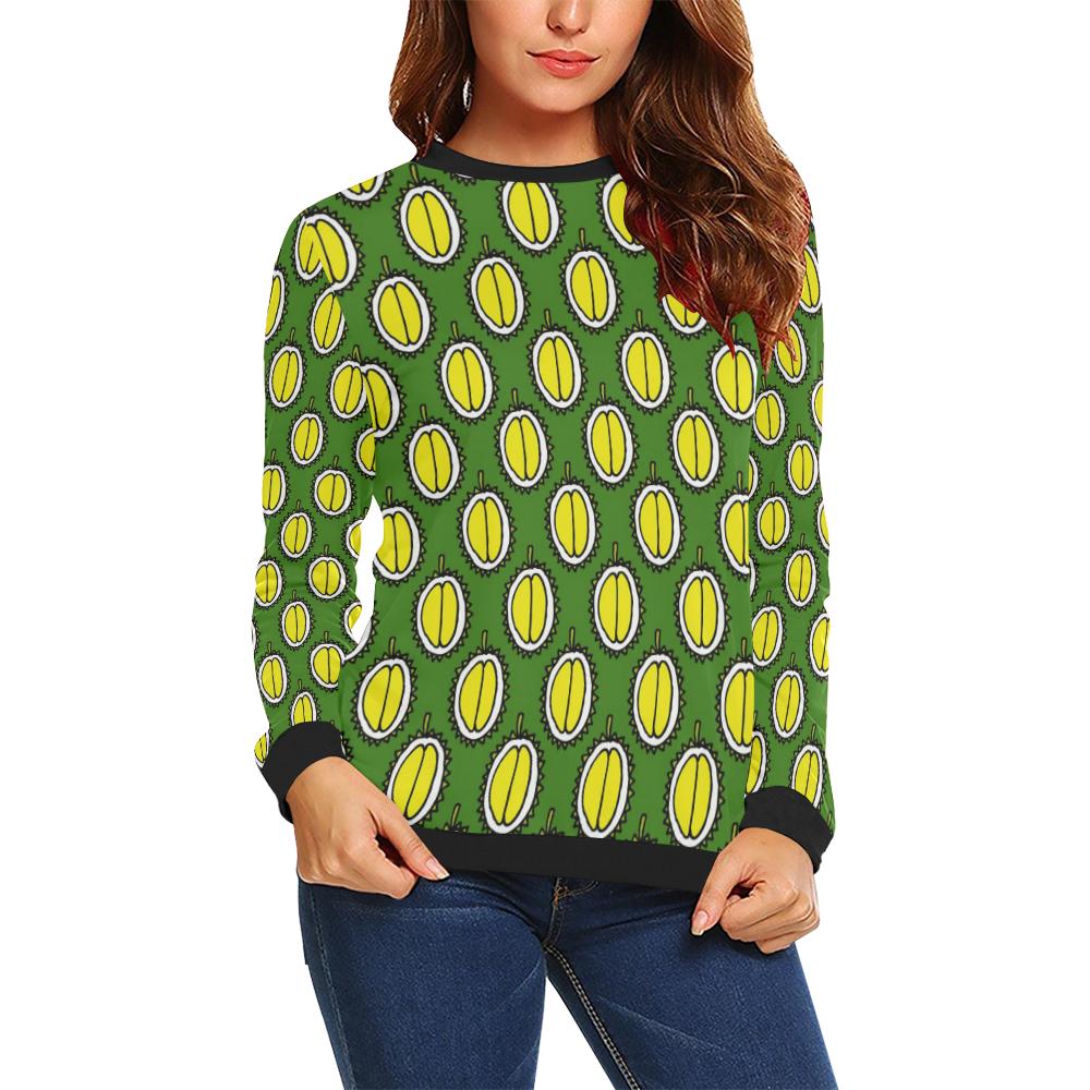 Durian Pattern Print Design DR01 Women Long Sleeve Sweatshirt-JorJune
