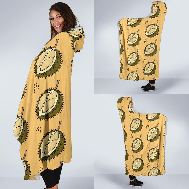 Durian Pattern Print Design DR02 Hooded Blanket-JORJUNE.COM