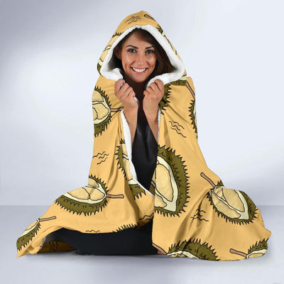 Durian Pattern Print Design DR02 Hooded Blanket-JORJUNE.COM