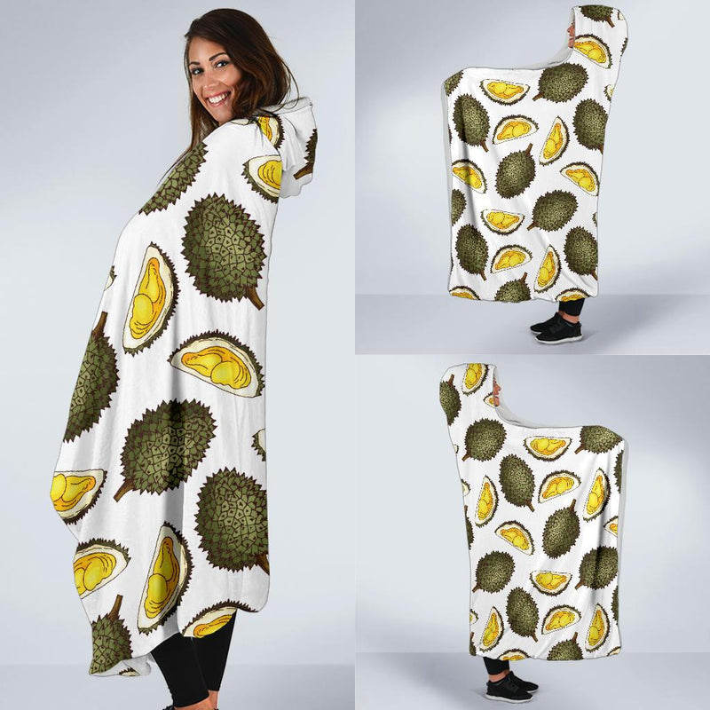 Durian Pattern Print Design DR03 Hooded Blanket-JORJUNE.COM