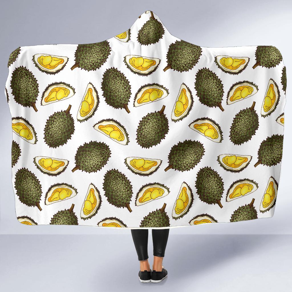 Durian Pattern Print Design DR03 Hooded Blanket-JORJUNE.COM