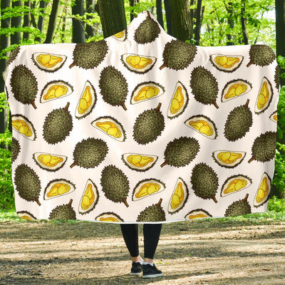 Durian Pattern Print Design DR03 Hooded Blanket-JORJUNE.COM